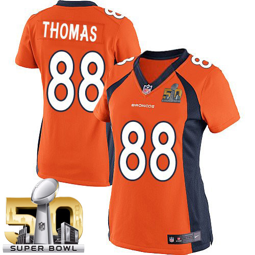 Women's Limited Demaryius Thomas Super Bowl L Nike Jersey Orange Home - #88 NFL Denver Broncos